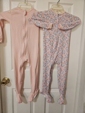 Pink Baby Footed One-Piece Sleepers - Set of 2